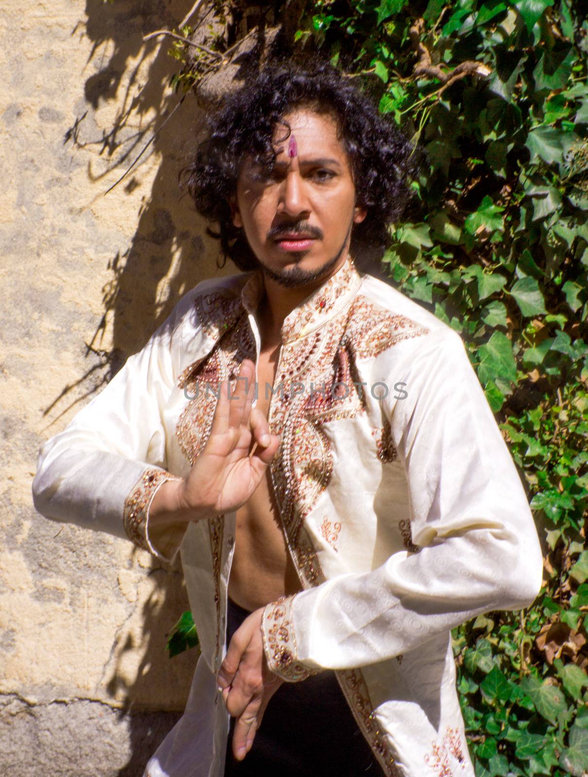 Bollywood dancer with beard and black curly hair by GemaIbarra