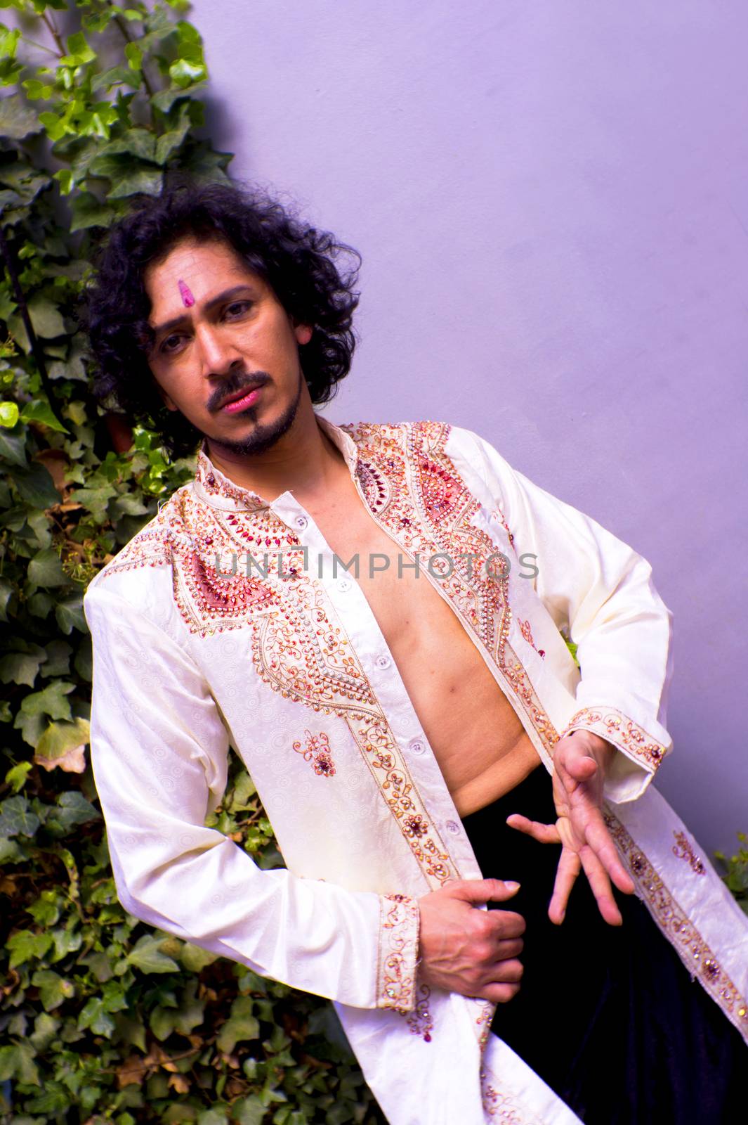 Bollywood dancer with beard and black curly hair by GemaIbarra