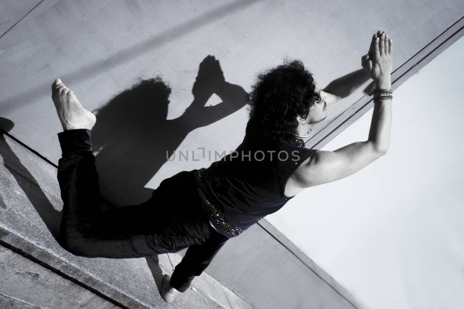 Bollywood dancer man over urban background