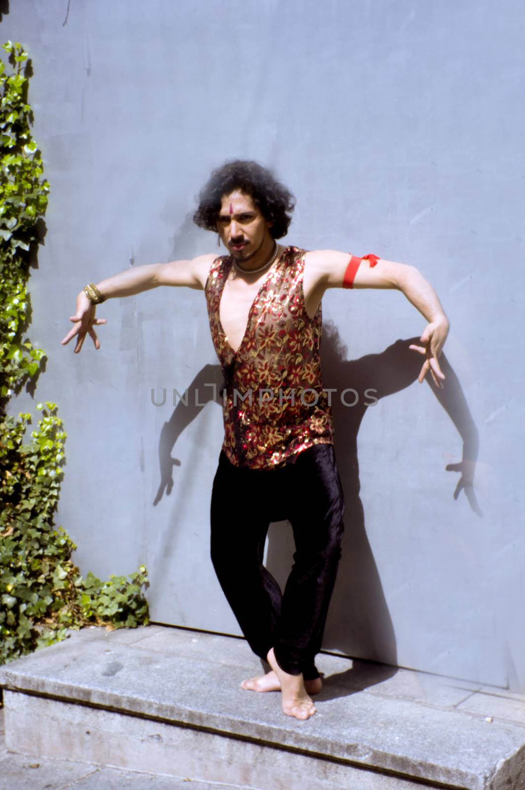 Bollywood dancer with beard and black curly hair by GemaIbarra