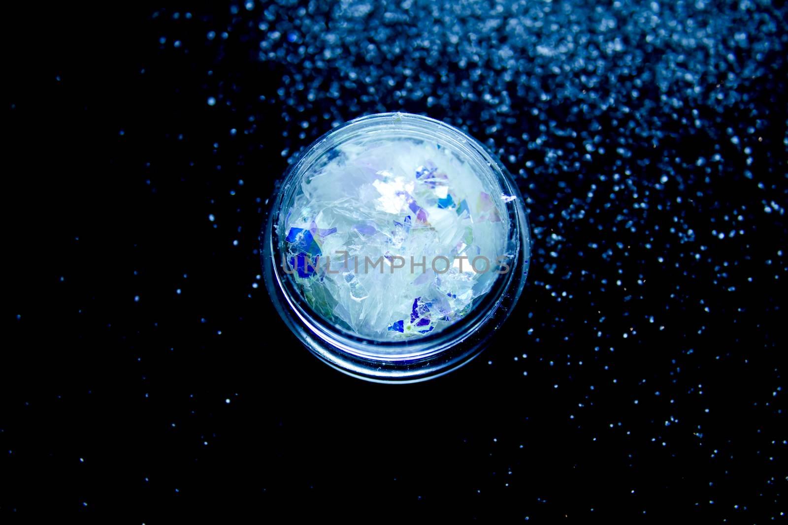 Acrylic nail decoration powder. No people