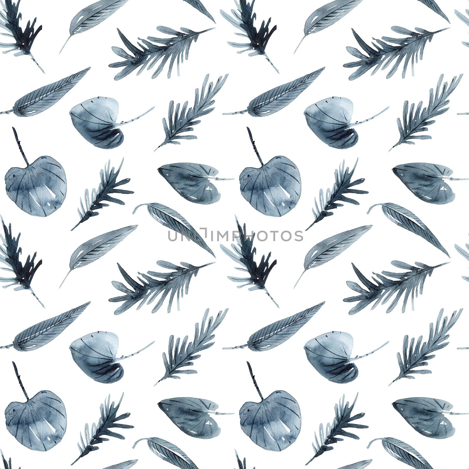 Watercolor leaves pattern by Olatarakanova