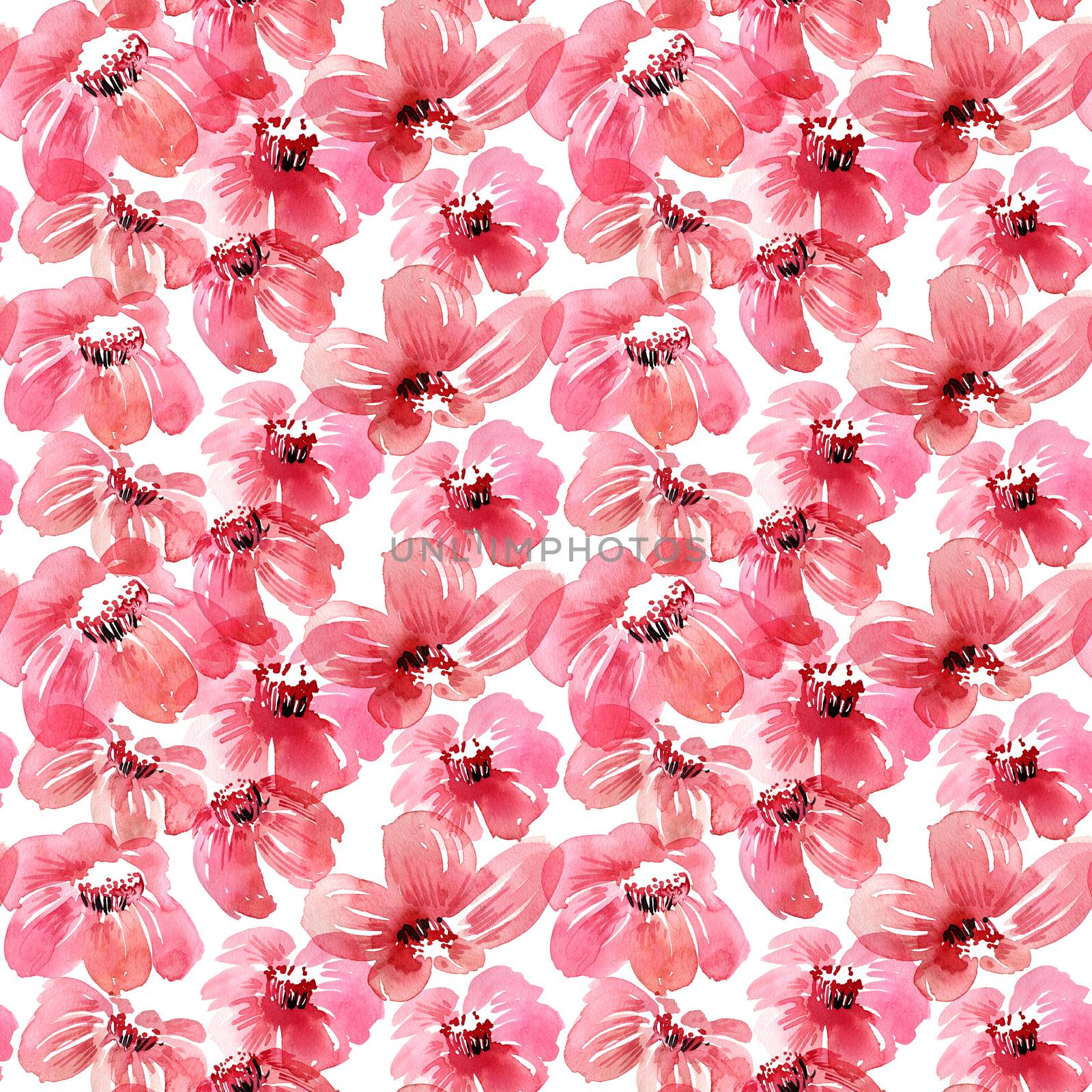 Watercolor flowers pattern by Olatarakanova