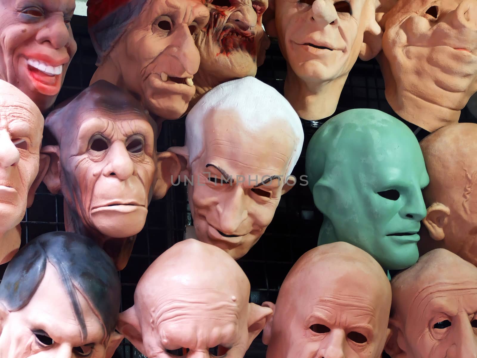 Display of human and animal masks by Annavee