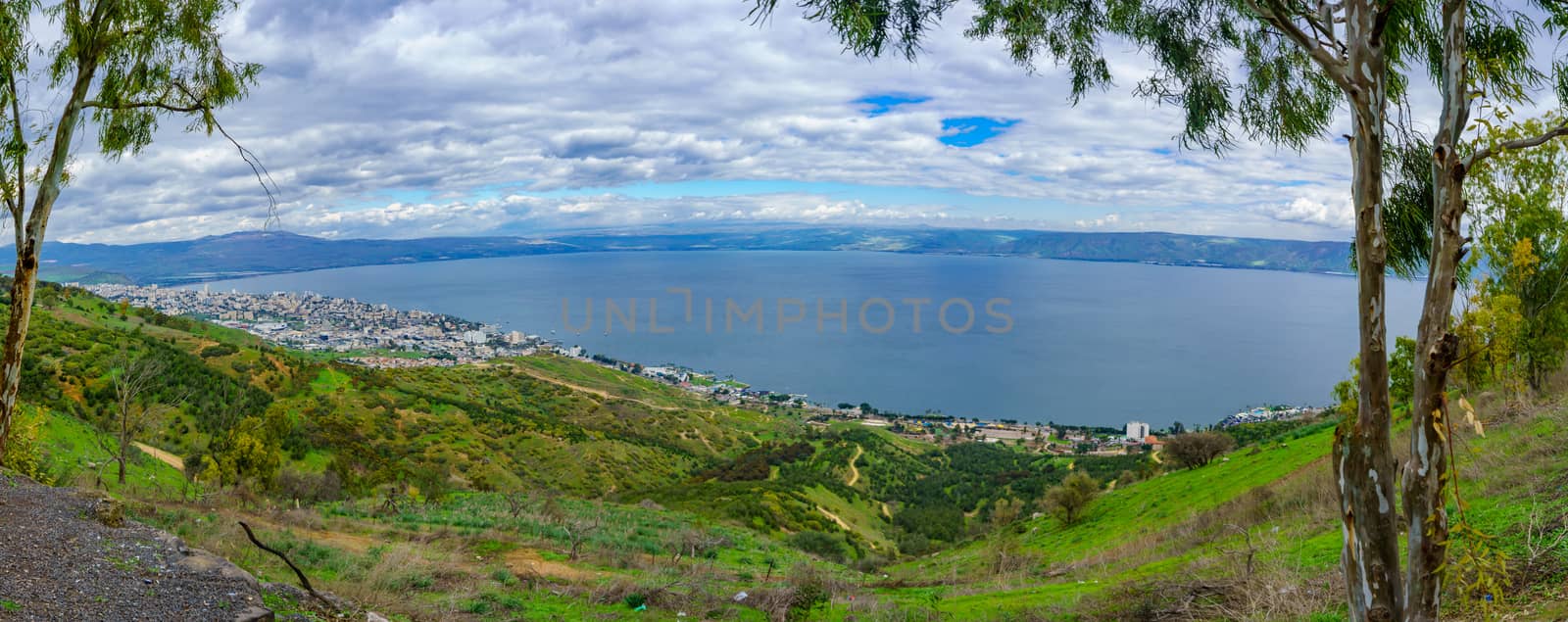 Panoramic view of the Sea of Galilee (Kinneret Lake), from the west, Northern Israel