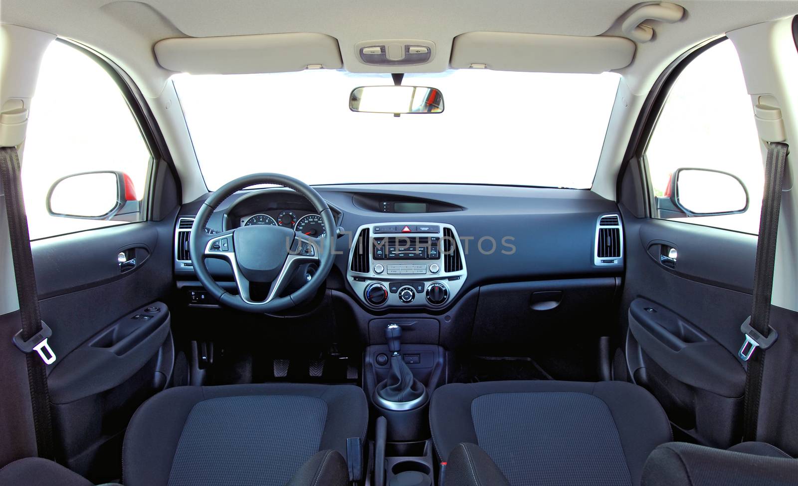 the inside of the car, front view