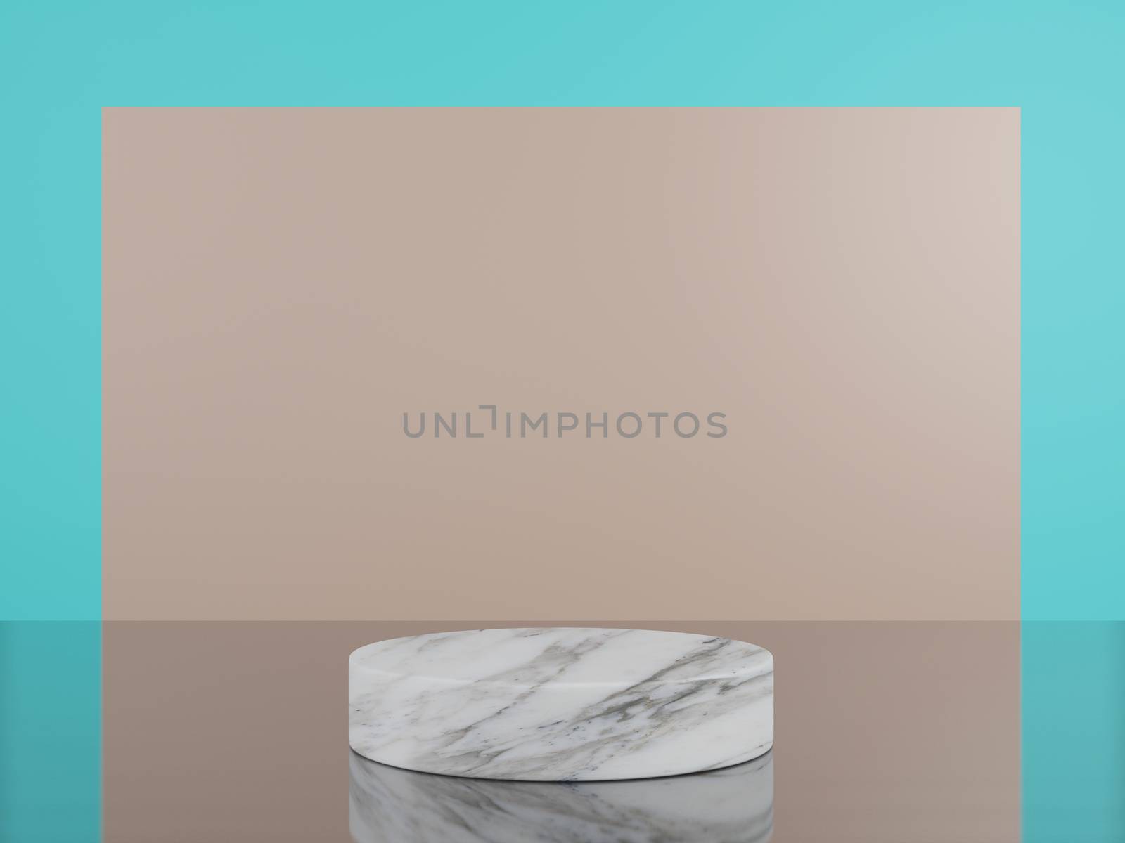 Product stand white marble, 3D Rendering