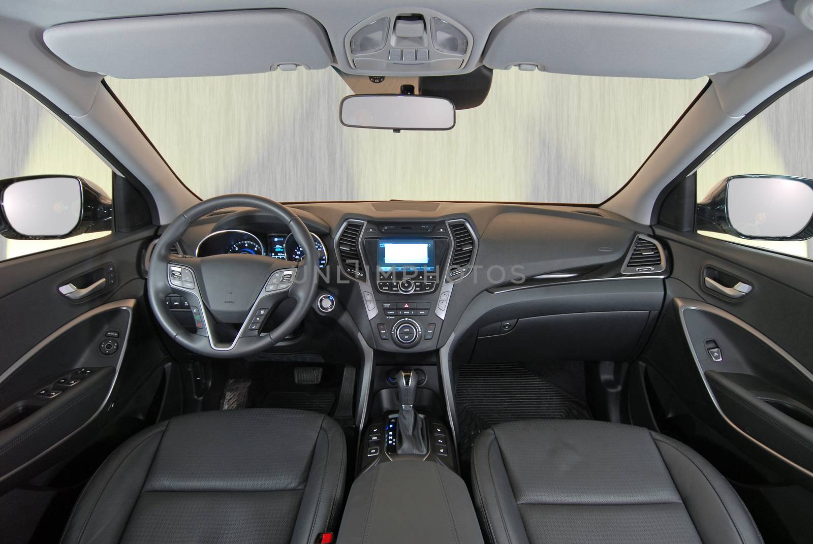 the inside of the passenger car, front view