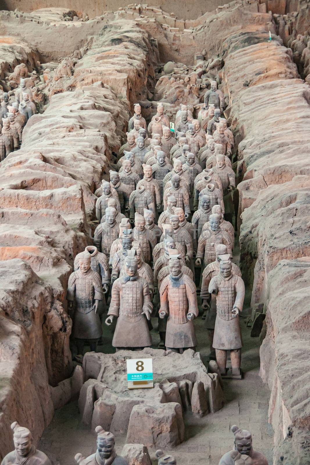 Trench packed with soldiers at excavation in Terracotta Army mus by Claudine