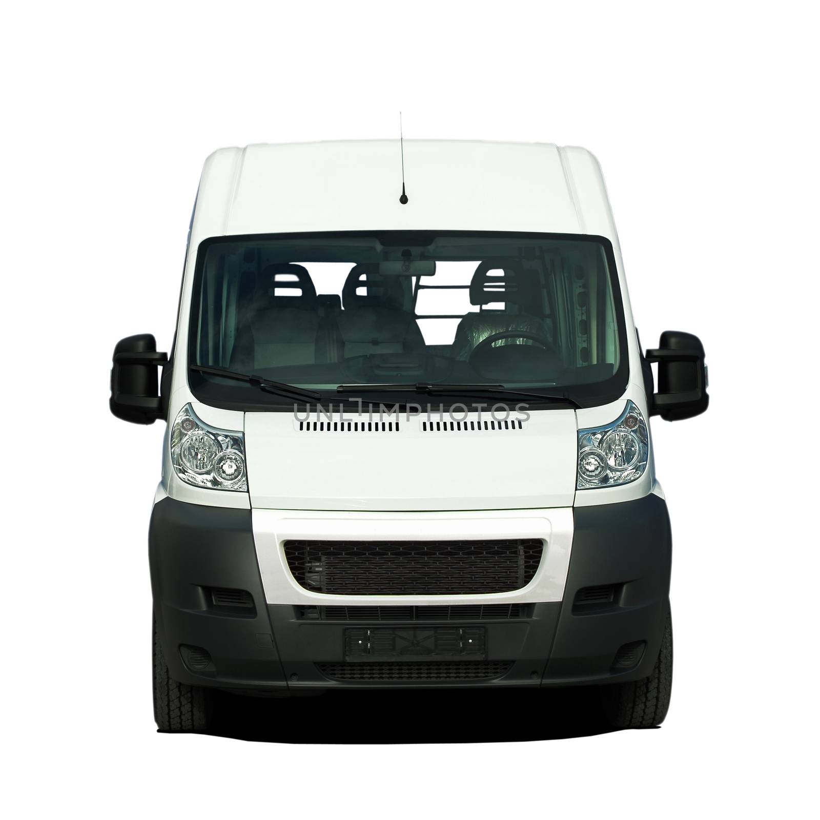 white minibus on white background