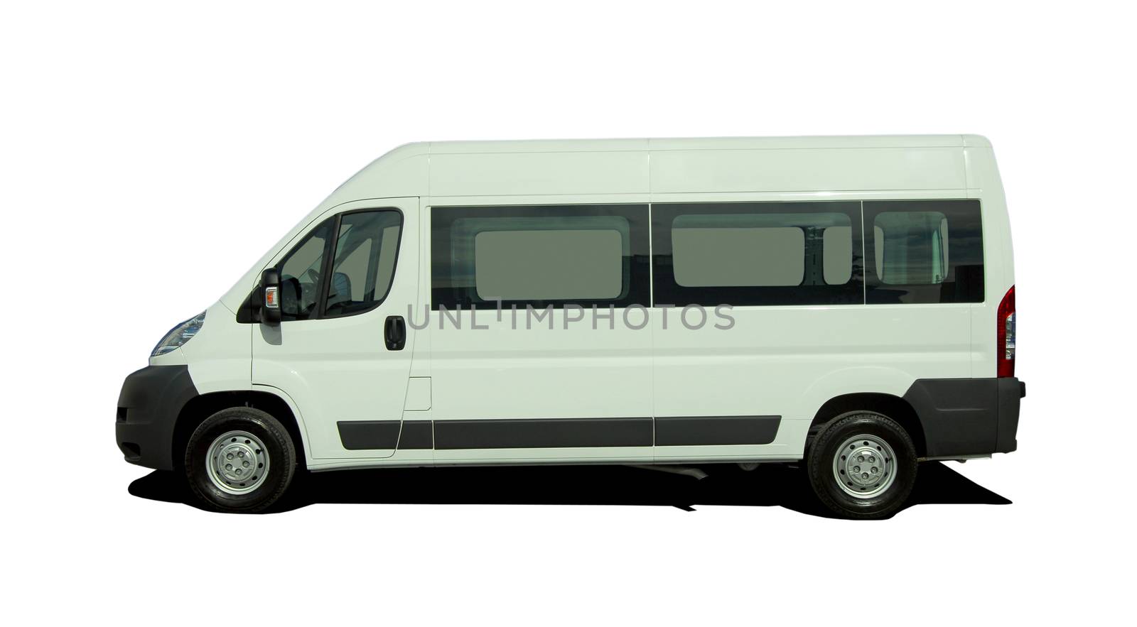 white minibus on white background