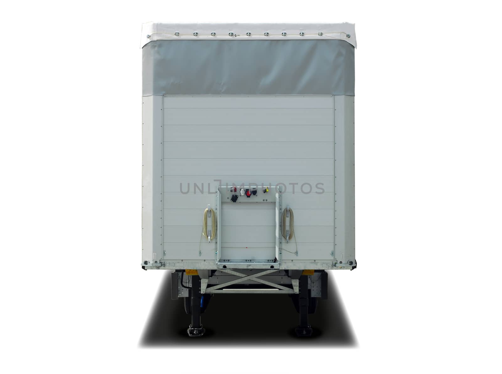white parked semi trailer