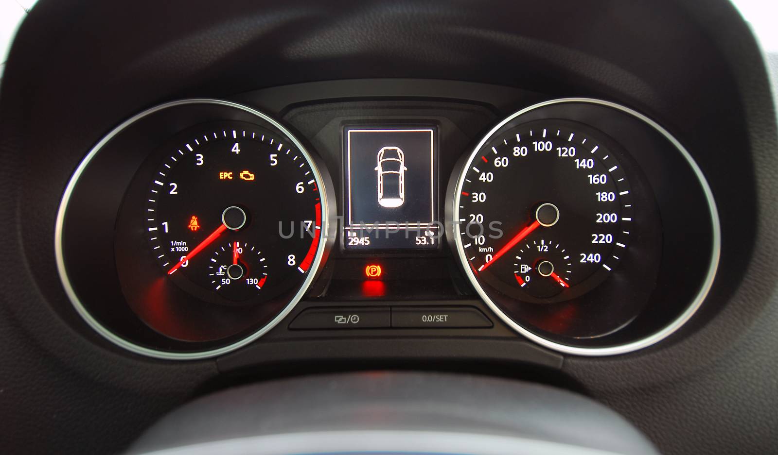 illuminated instrument panel with the passenger car