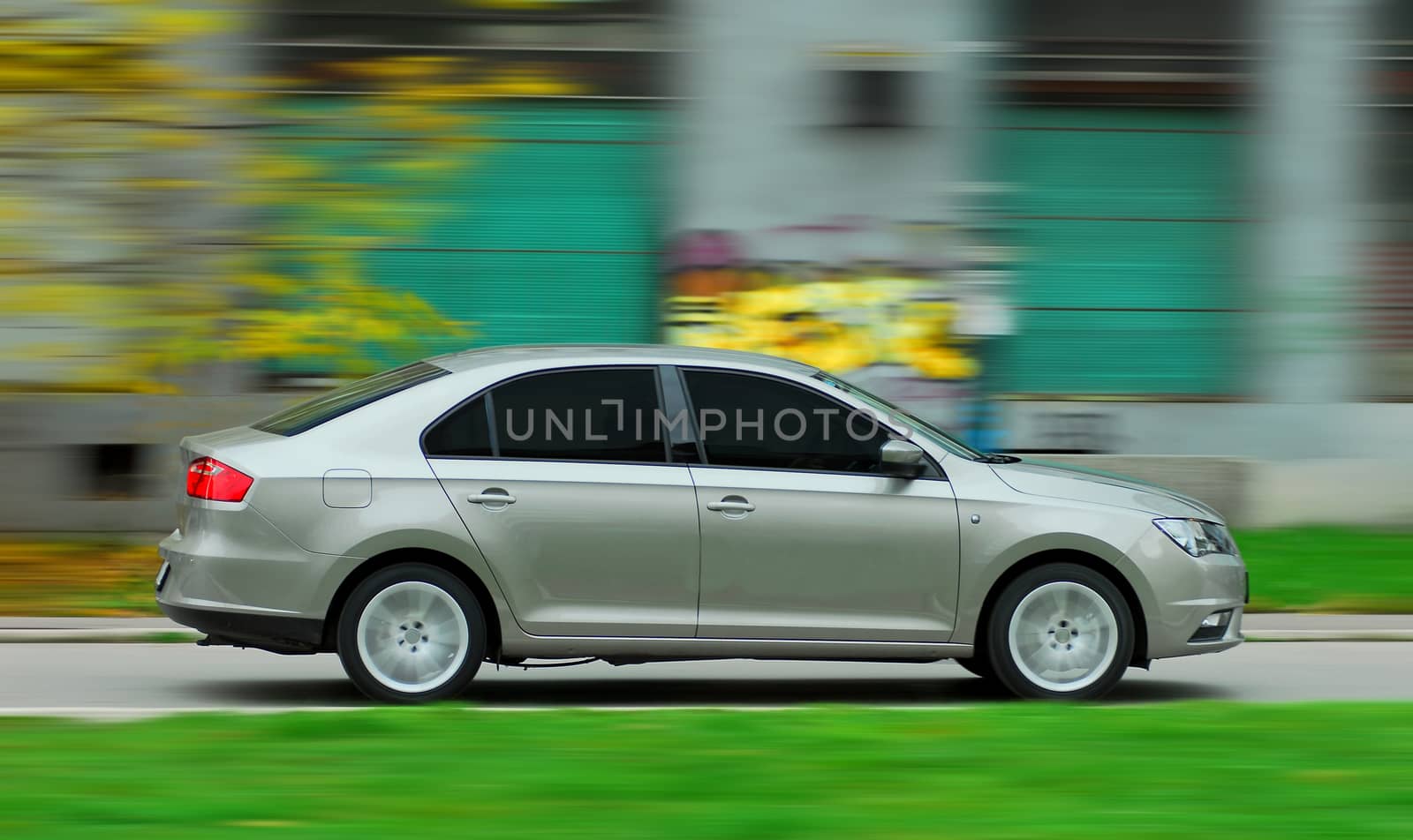 car photographed at high speeds