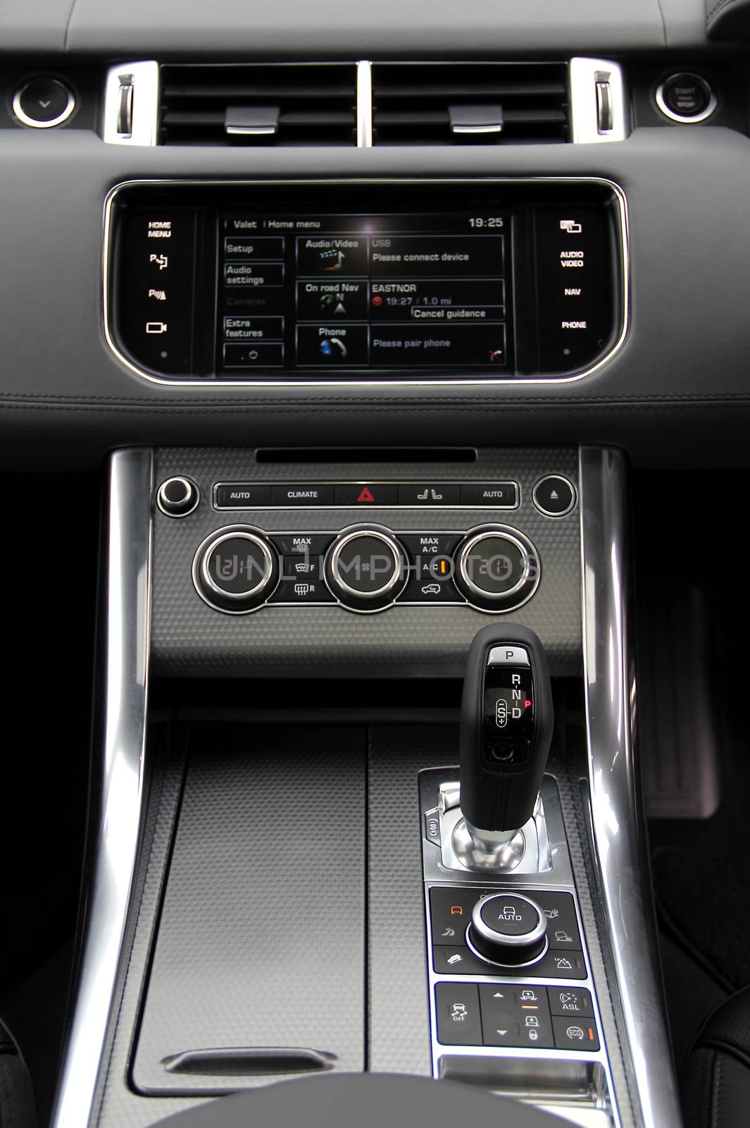 studio shot modern car interior, cockpit details