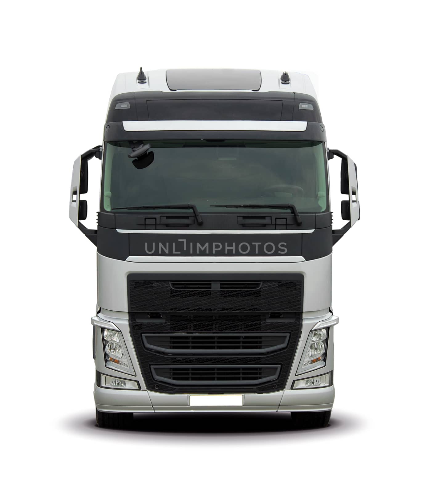 large modern truck on a white background