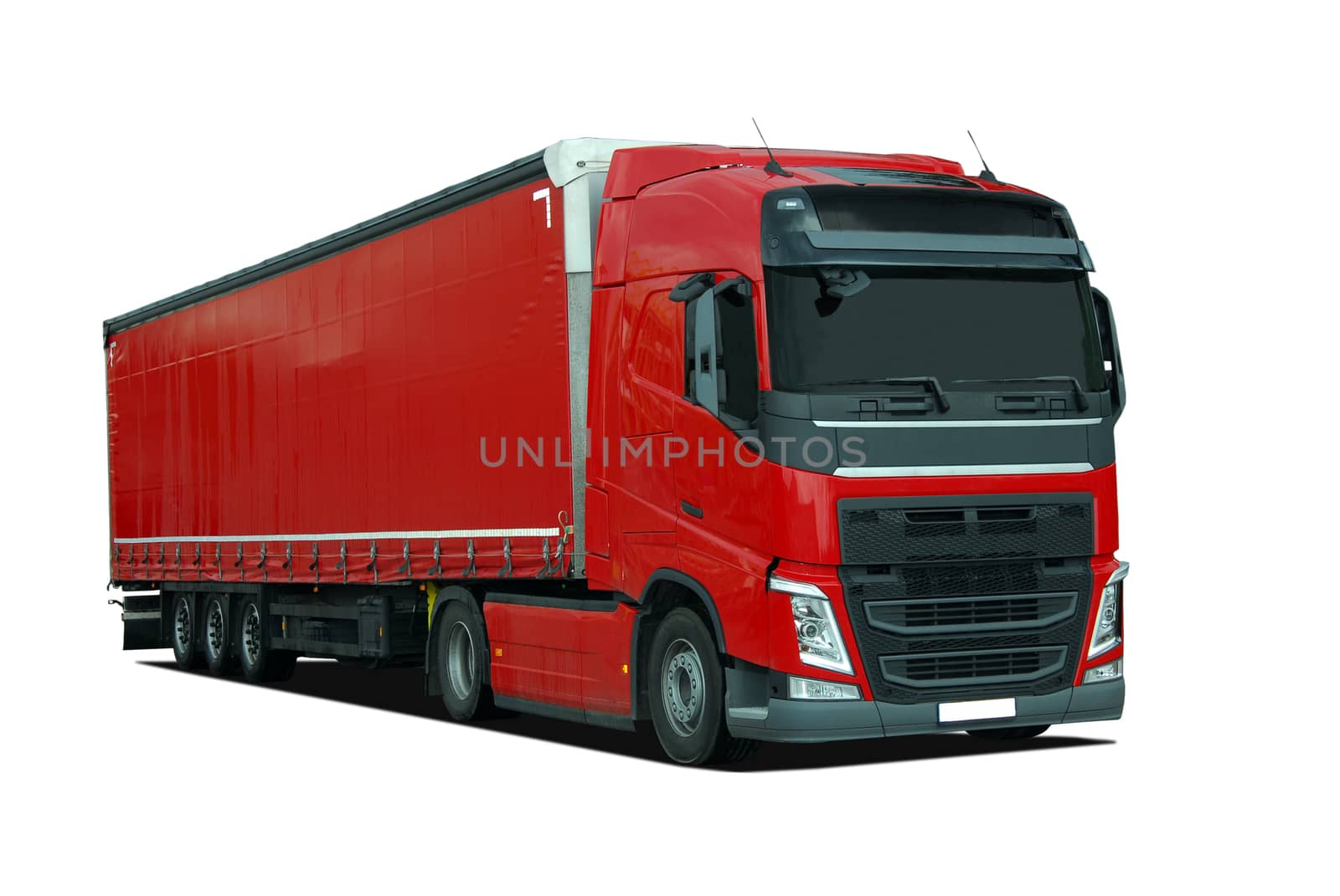 large truck with semi trailer on a white background