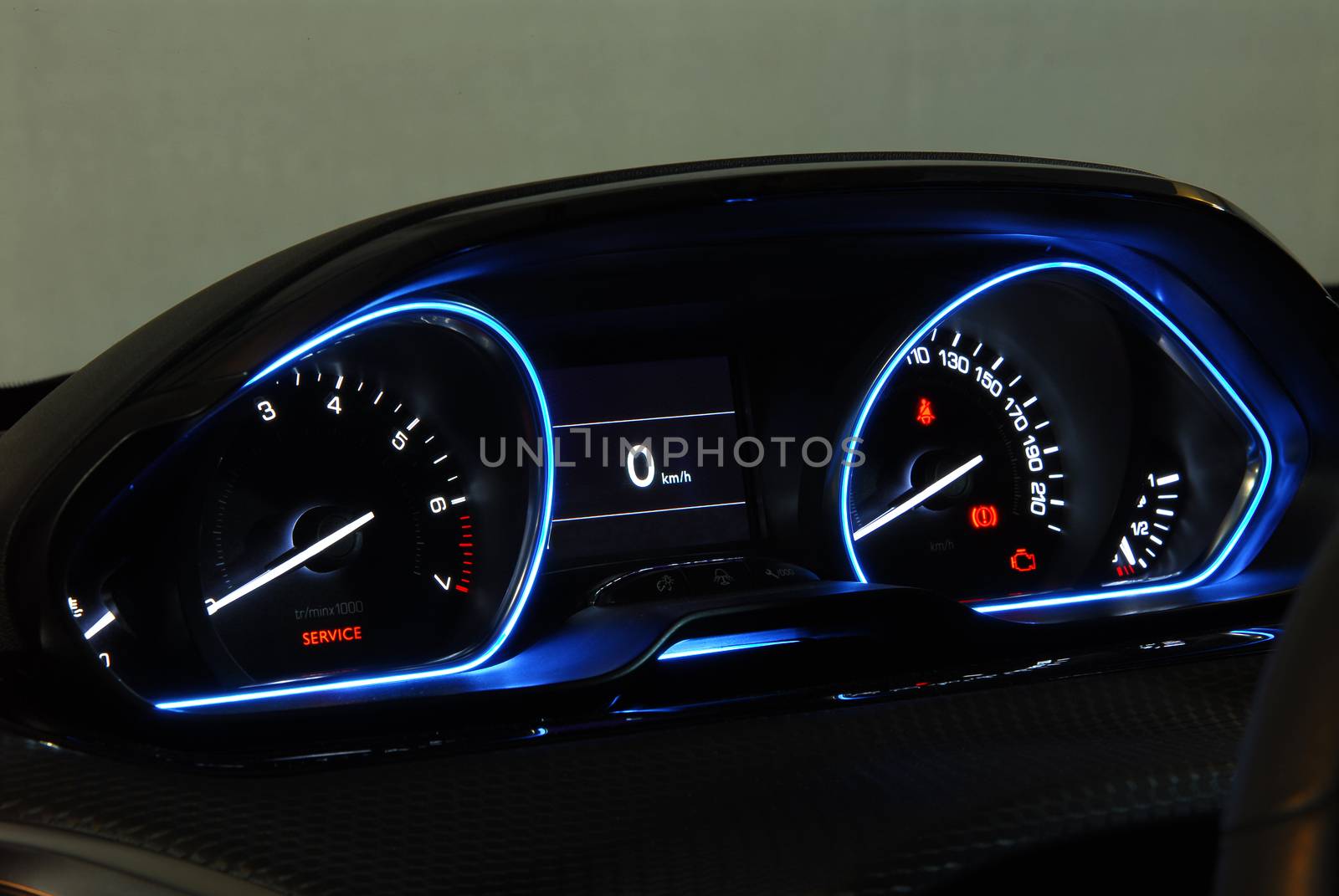 illuminated instrument panel with the passenger car