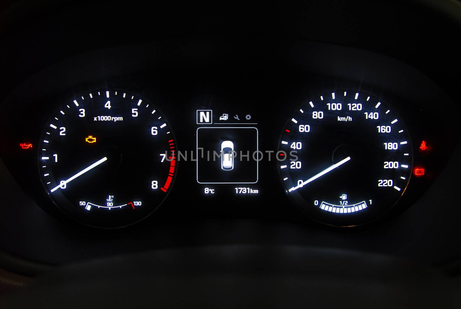 illuminated instrument panel with the passenger car