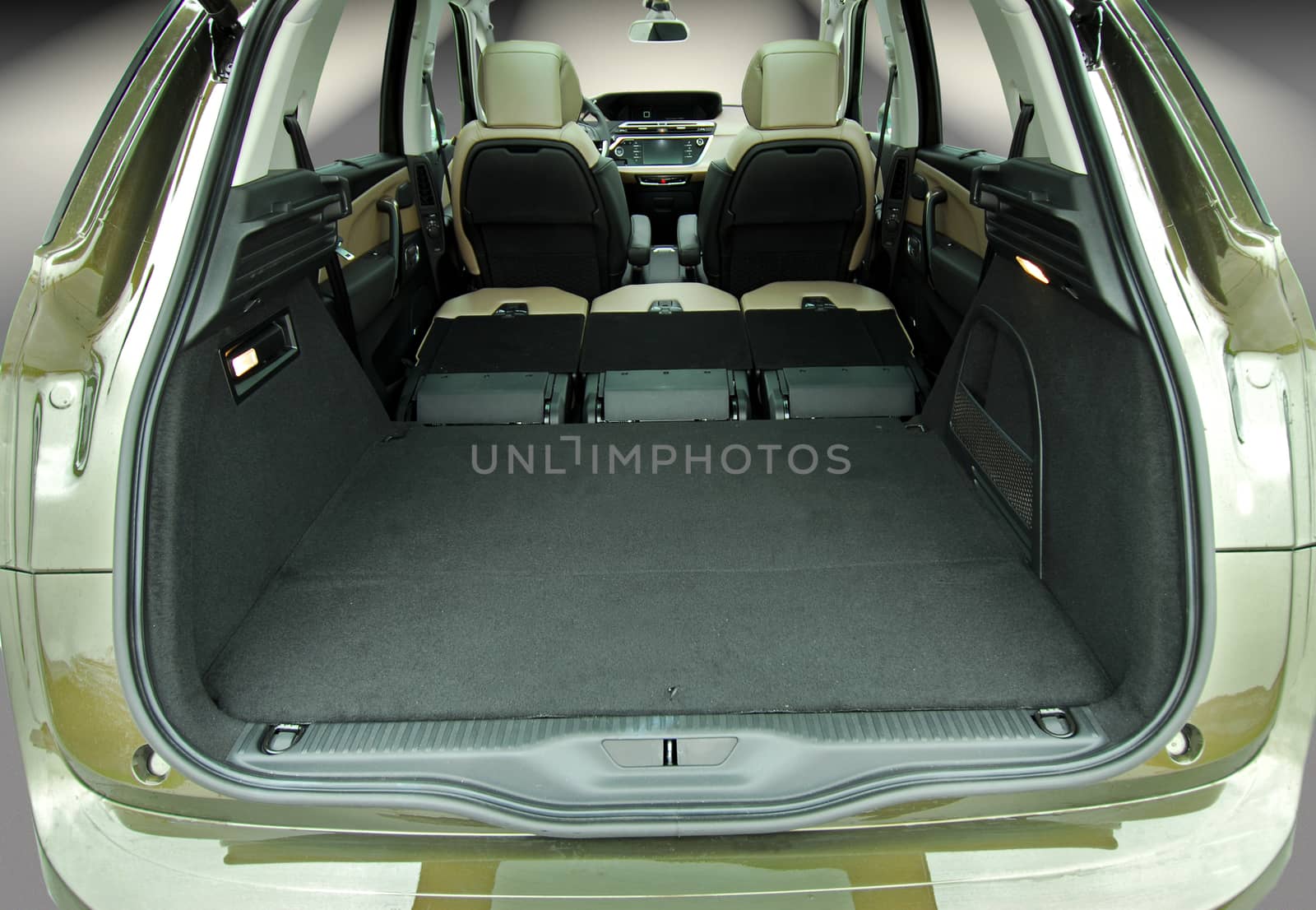 car trunk with rear seats folded