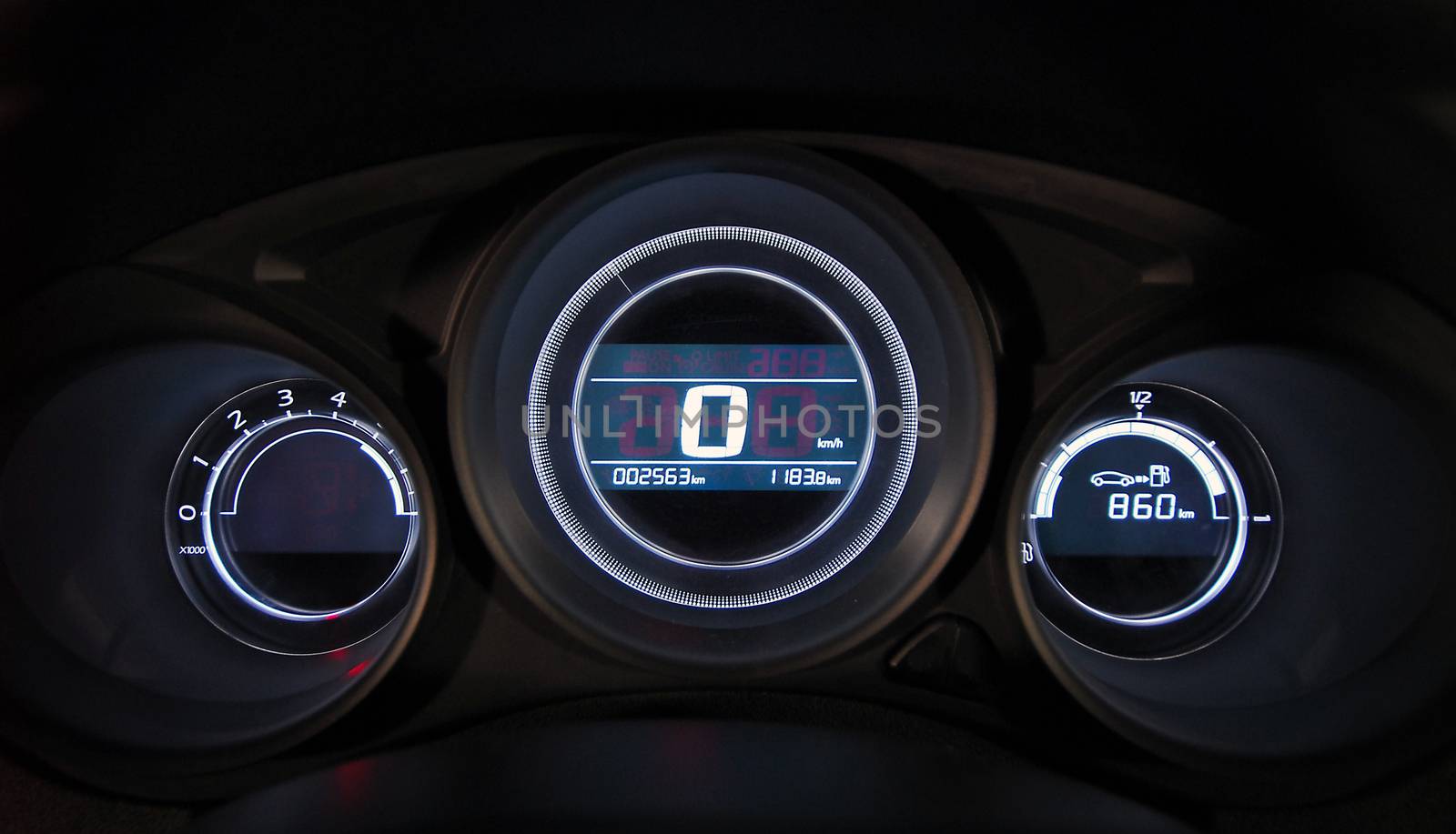 illuminated instrument panel with the passenger car