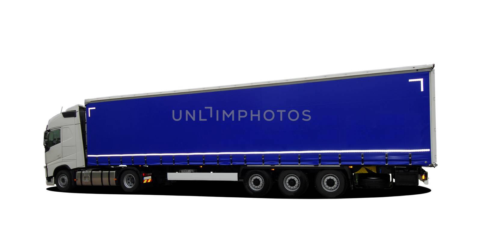 large truck with semi trailer on a white background