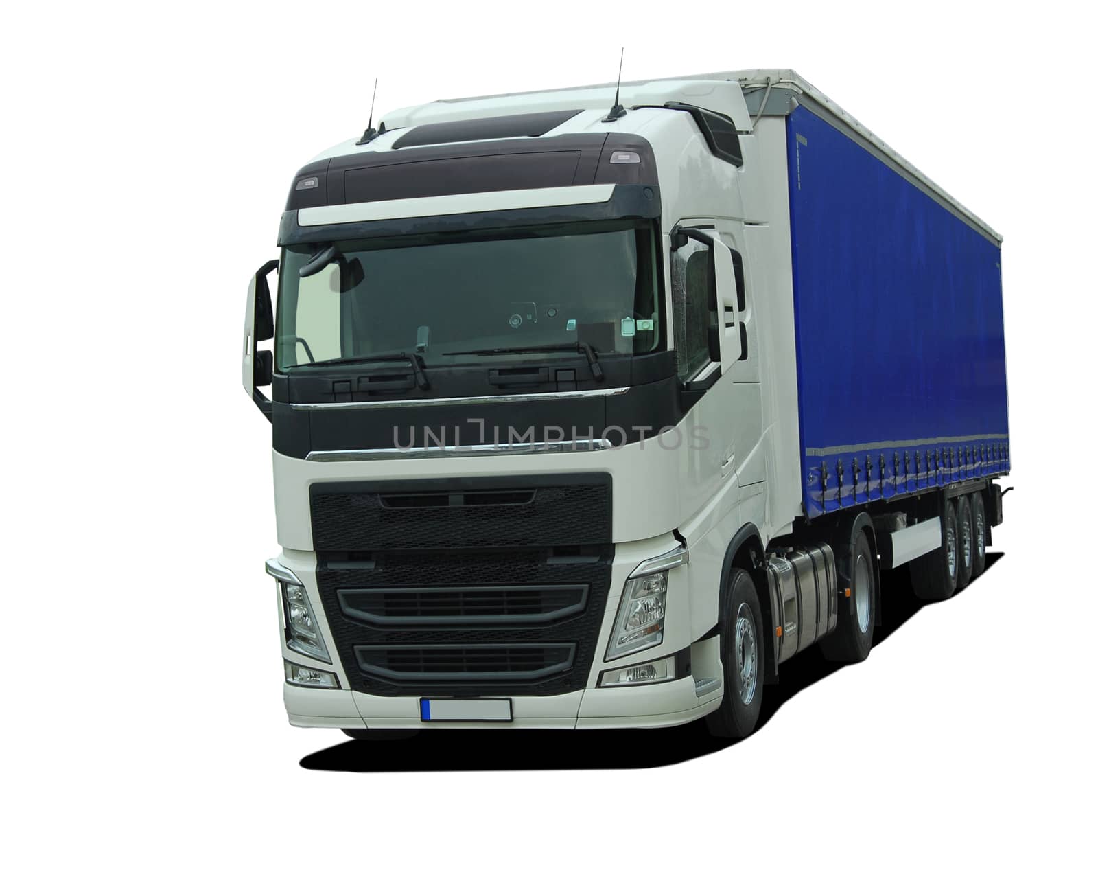 large truck with semi trailer on a white background