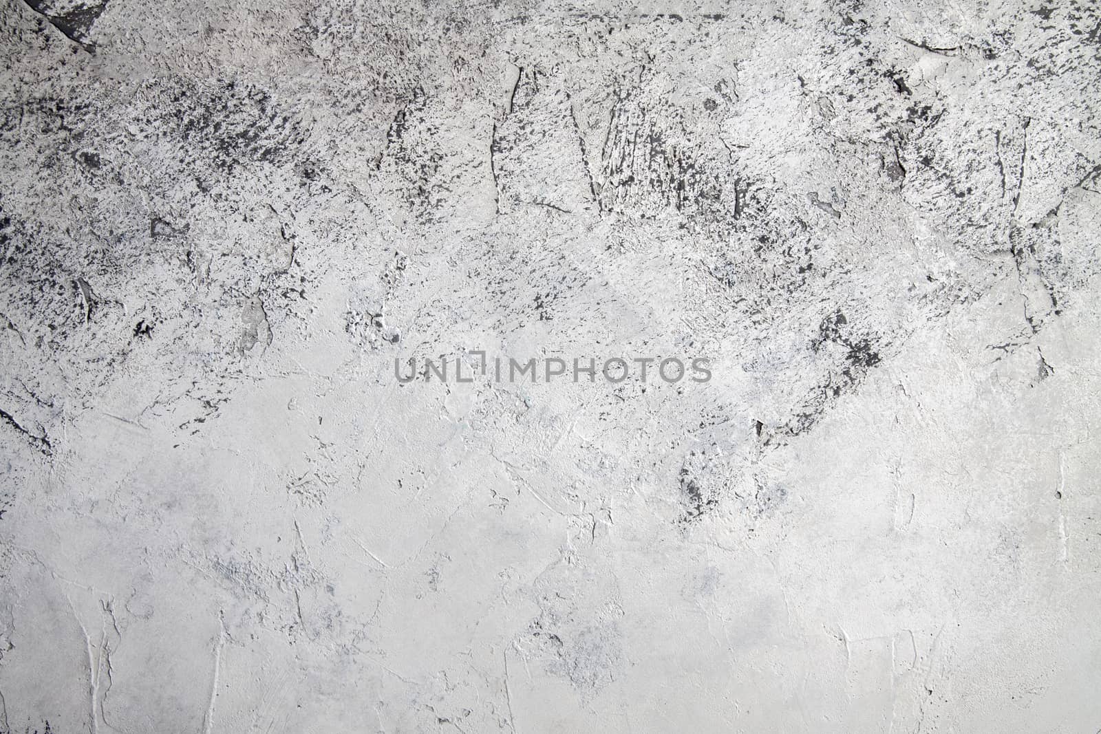 Concrete white gray background with scuffs and black splashes. Textured wall texture in the grunge style.