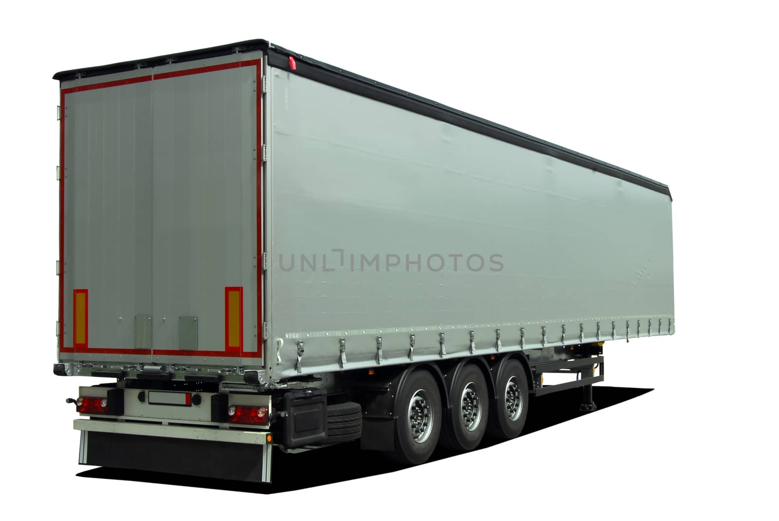 gray truck semi trailer on a white background