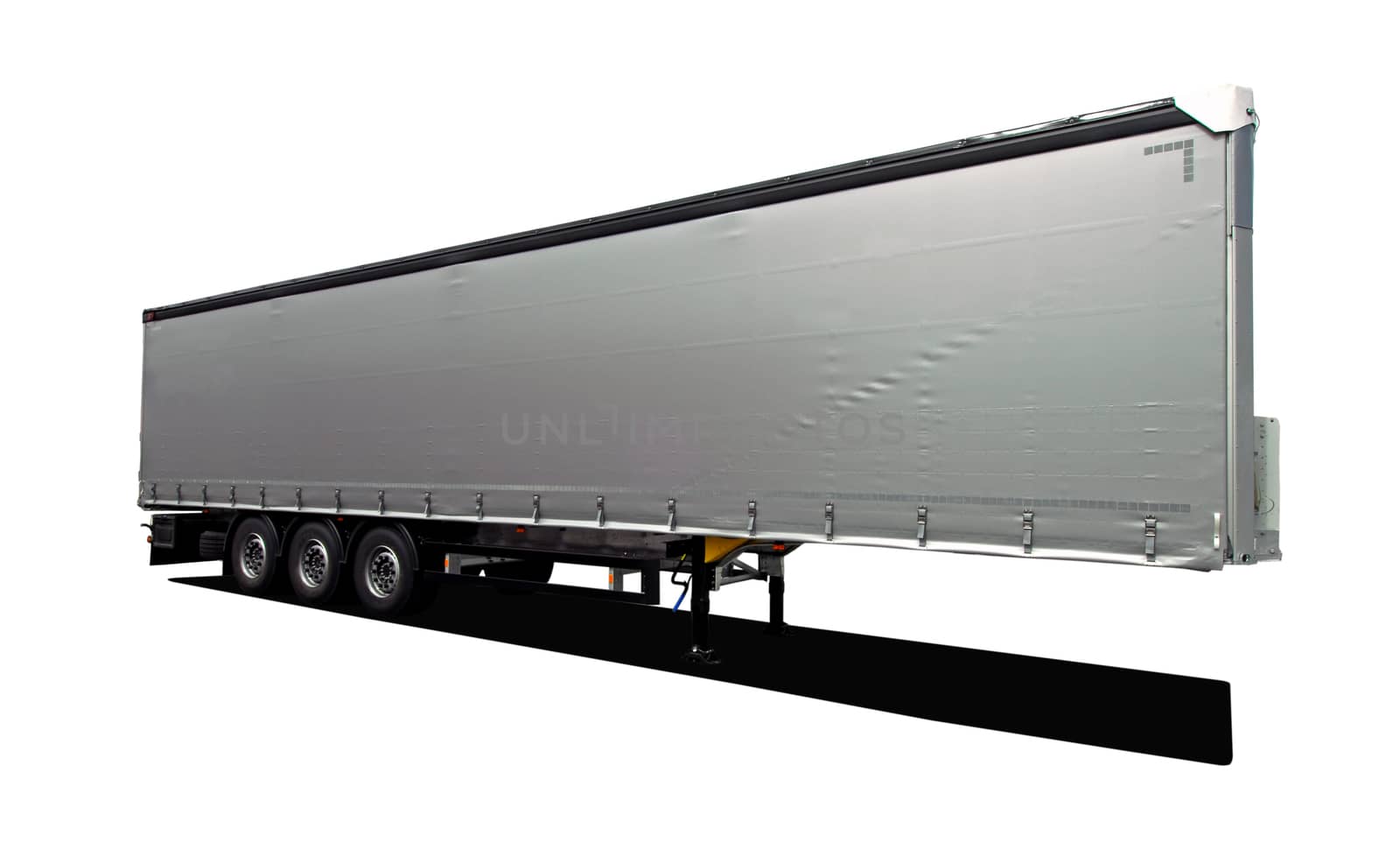 gray semi trailer on a white background