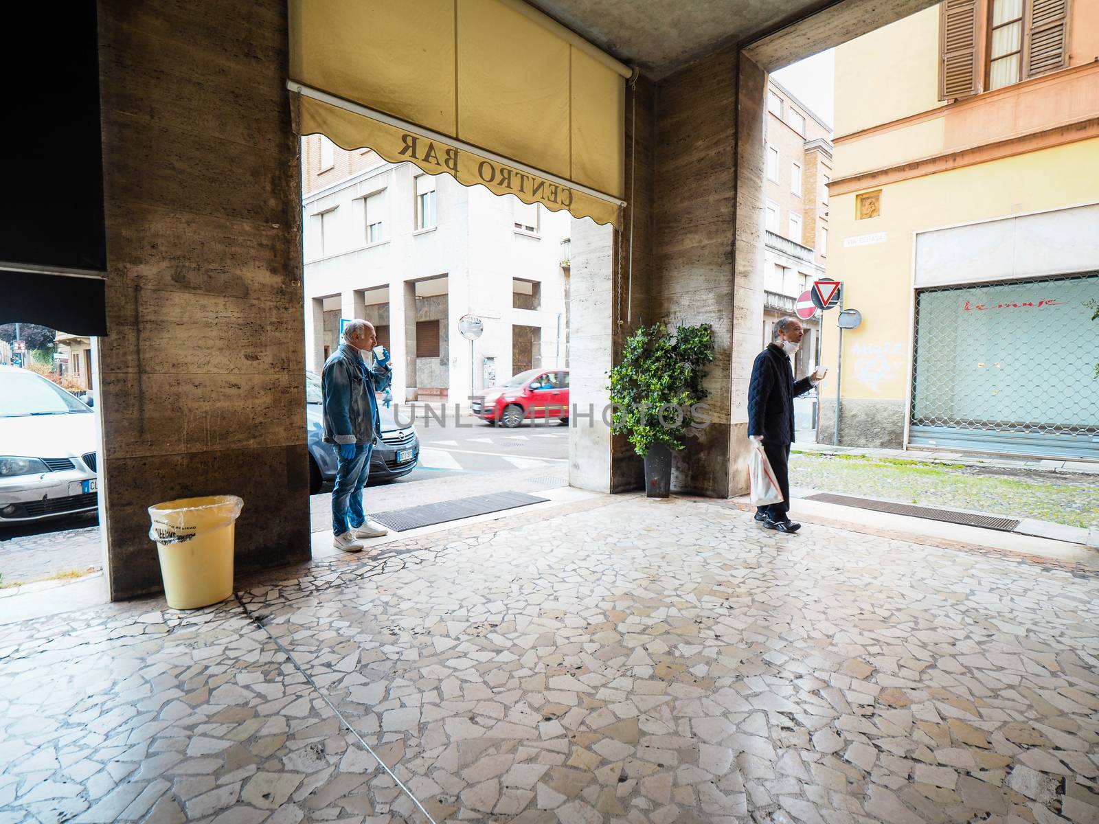 Cremona, Lombardy Italy,  may 2020 -  Bartender woman  at cafe b by verbano