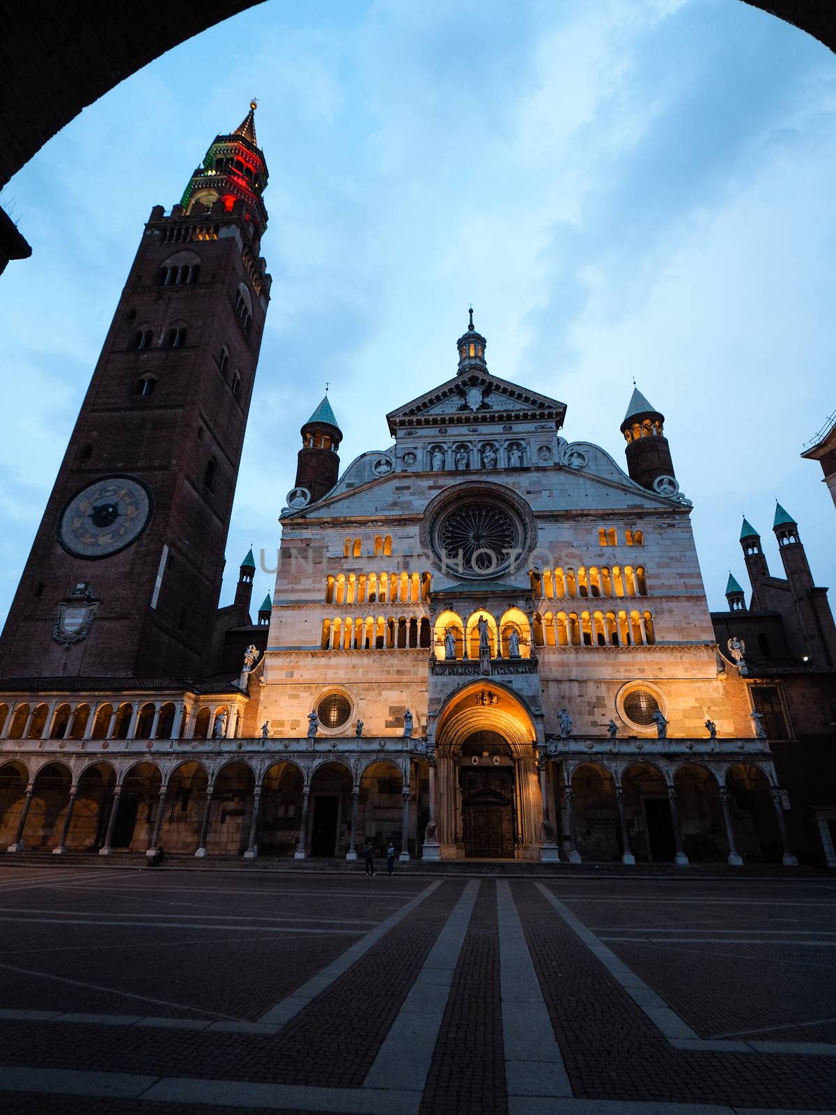 Cremona, Lombardy, Italy - May  2020 - Main Duomo square and Tor by verbano