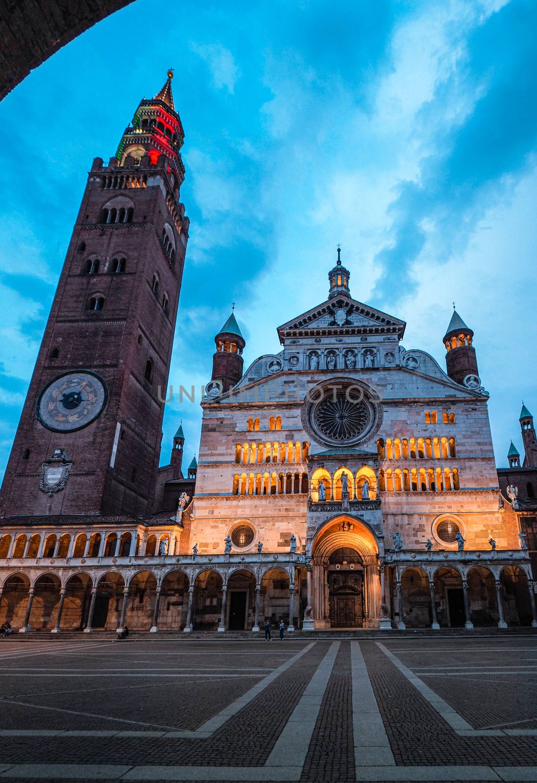 Cremona, Lombardy, Italy - May  2020 - Main Duomo square and Tor by verbano