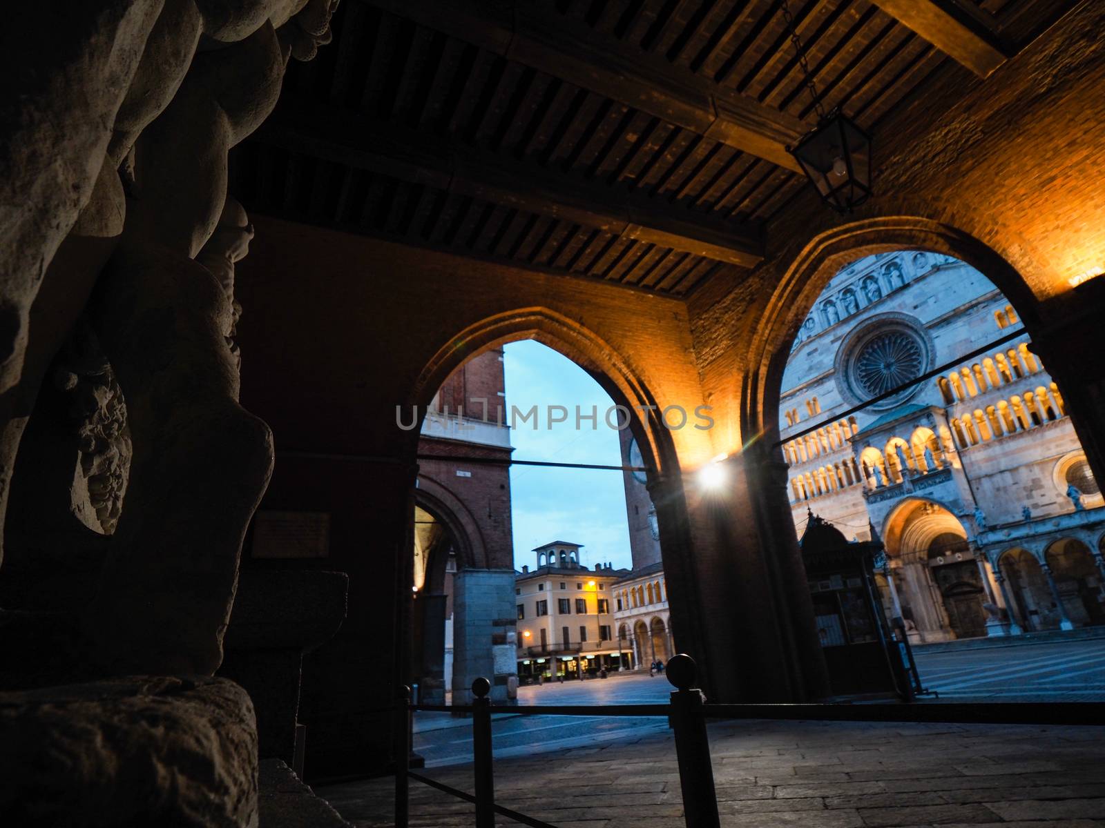 Cremona, Lombardy, Italy - May  2020 - Main Duomo square and Tor by verbano