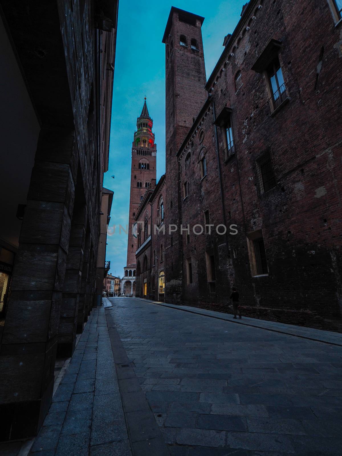 Cremona, Lombardy, Italy - May  2020 - Main Duomo square and Tor by verbano