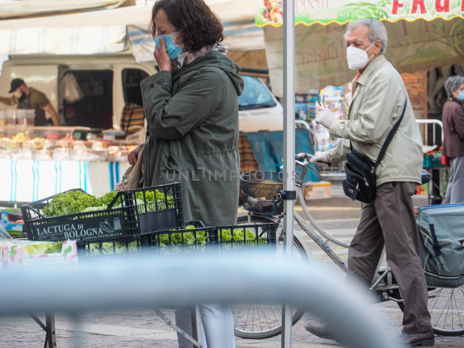 Cremona, Lombardy, Italy - 16 th may 2020 - People grocery shopp by verbano