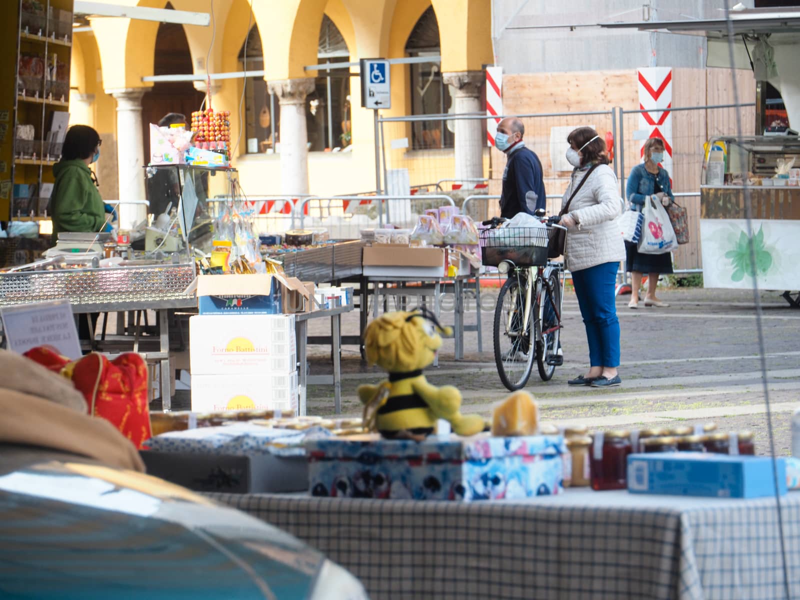 Cremona, Lombardy, Italy - 16 th may 2020 - People grocery shopp by verbano