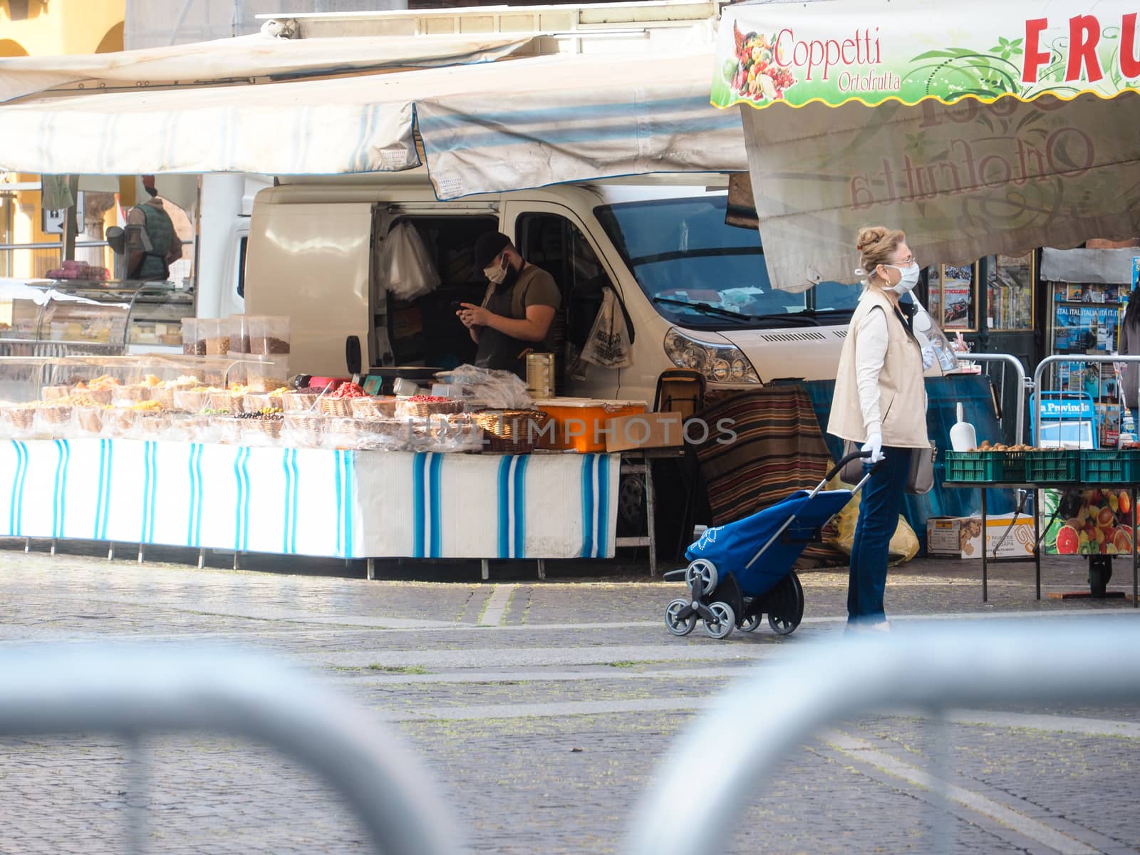 Cremona, Lombardy, Italy - 16 th may 2020 - People grocery shopp by verbano