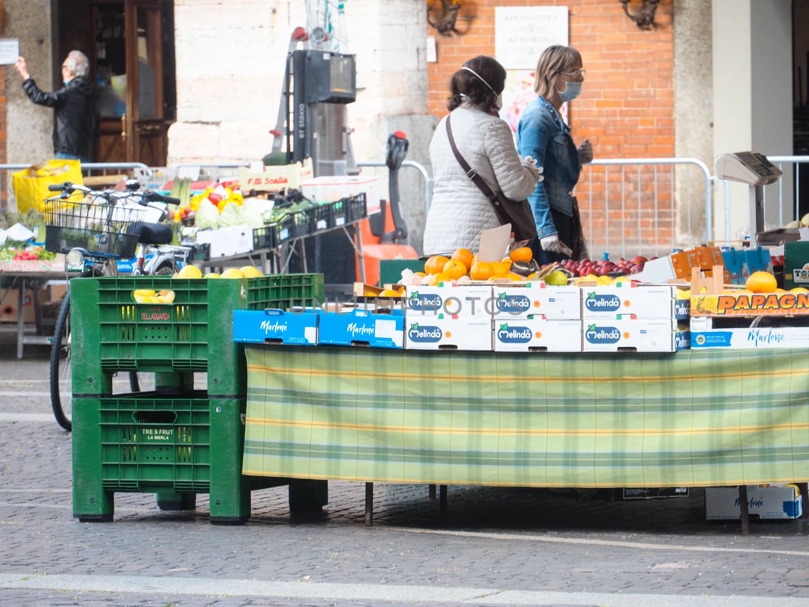 Cremona, Lombardy, Italy - 16 th may 2020 - People grocery shopp by verbano