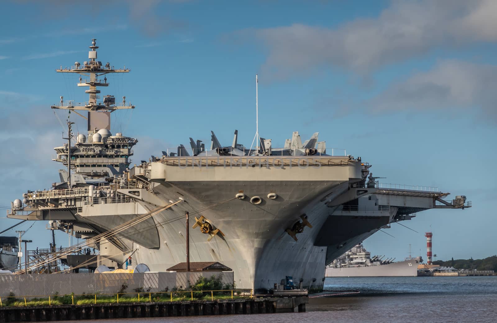 Bow of Abraham Lincoln aircraft carrier in Pearl Harbor, Oahu, H by Claudine