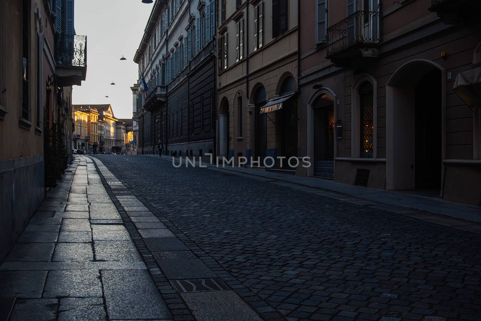 Cremona, Lombardy, Italy - April 30 th - May 1st 2020 - a deserted city  during coronavirus outbreak lockdown phase 2 and economic crisis