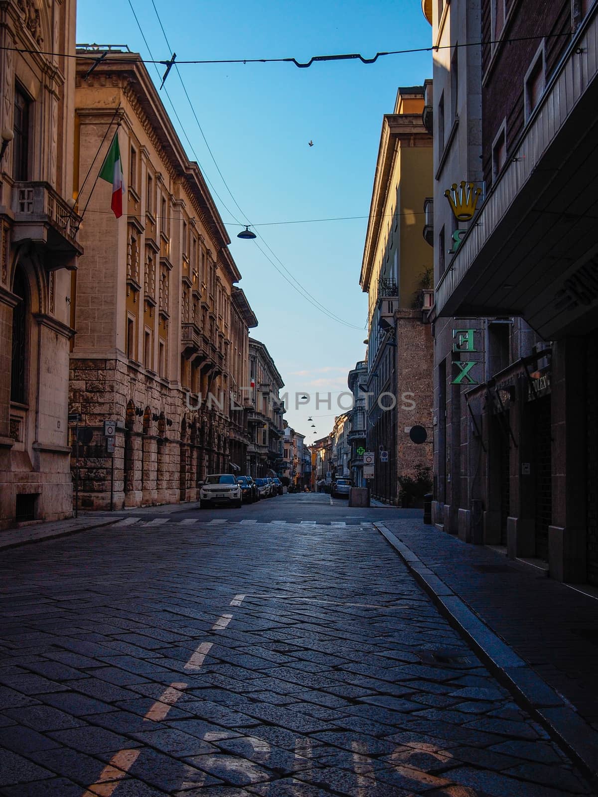 Cremona, Lombardy, Italy - April 30 th - May 1st 2020 - a deserted city  during coronavirus outbreak lockdown phase 2 and economic crisis