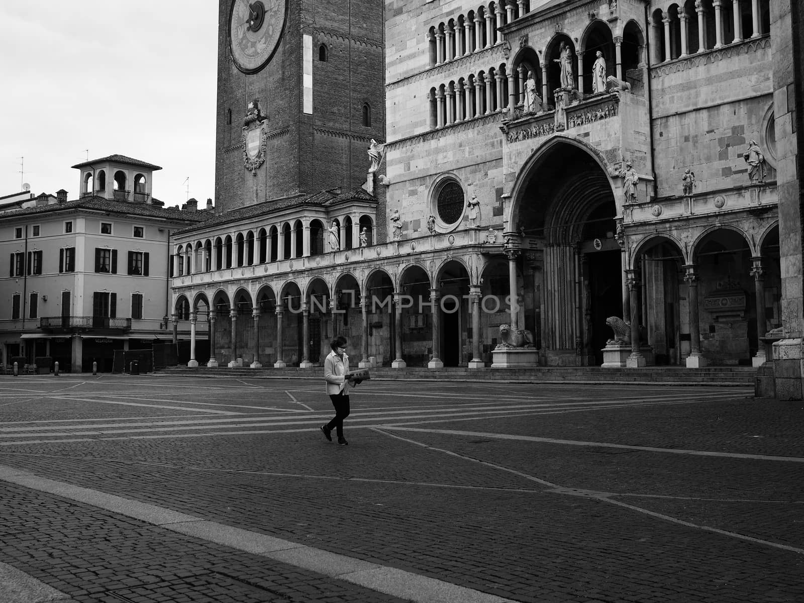 Cremona, Lombardy, Italy - April 30 th - May 1st 2020 - a deserted city  during coronavirus outbreak lockdown phase 2 and economic crisis