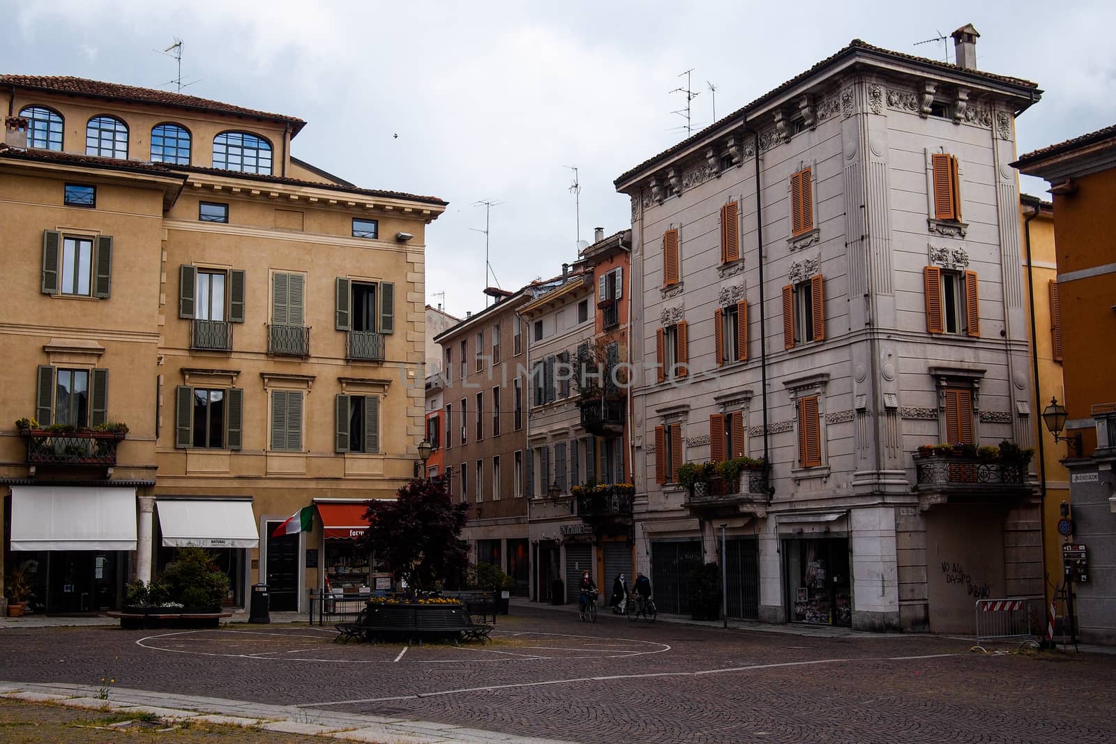 Cremona, Lombardy, Italy - April 30 th - May 1st 2020 - a deserted city  during coronavirus outbreak lockdown phase 2 and economic crisis