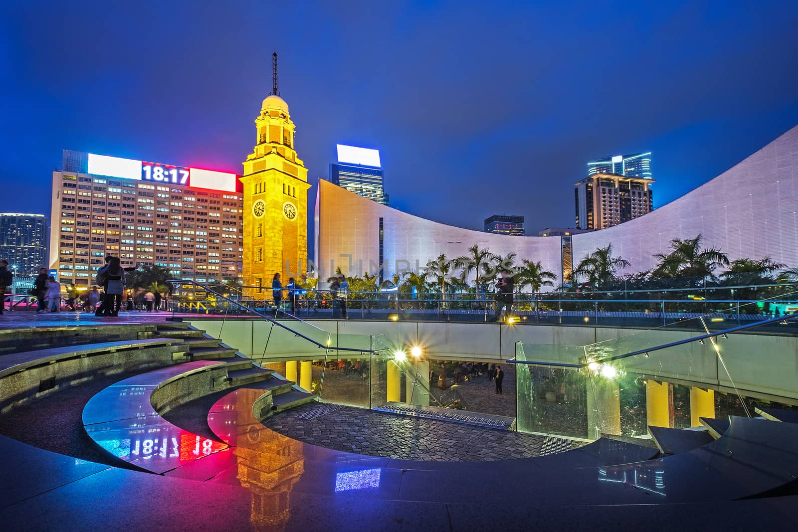 Night view Old Clock Tower in Hong Kong