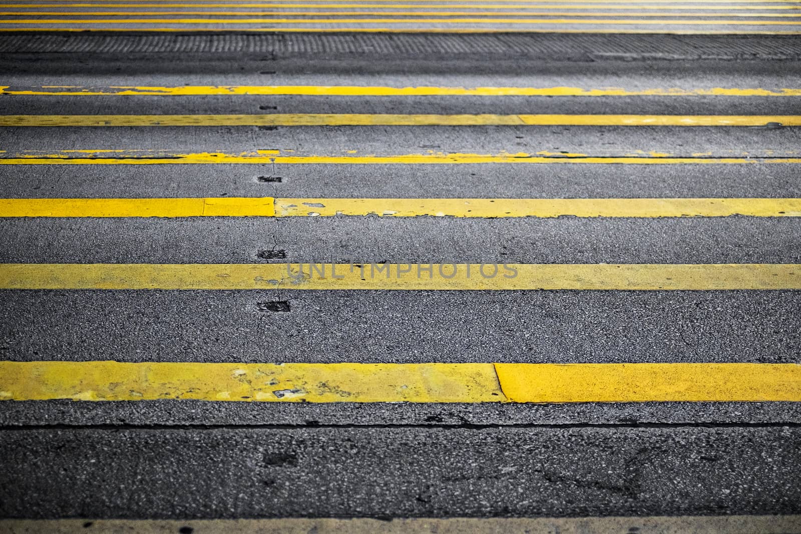 Road Marking Yellow Lines on asphalt