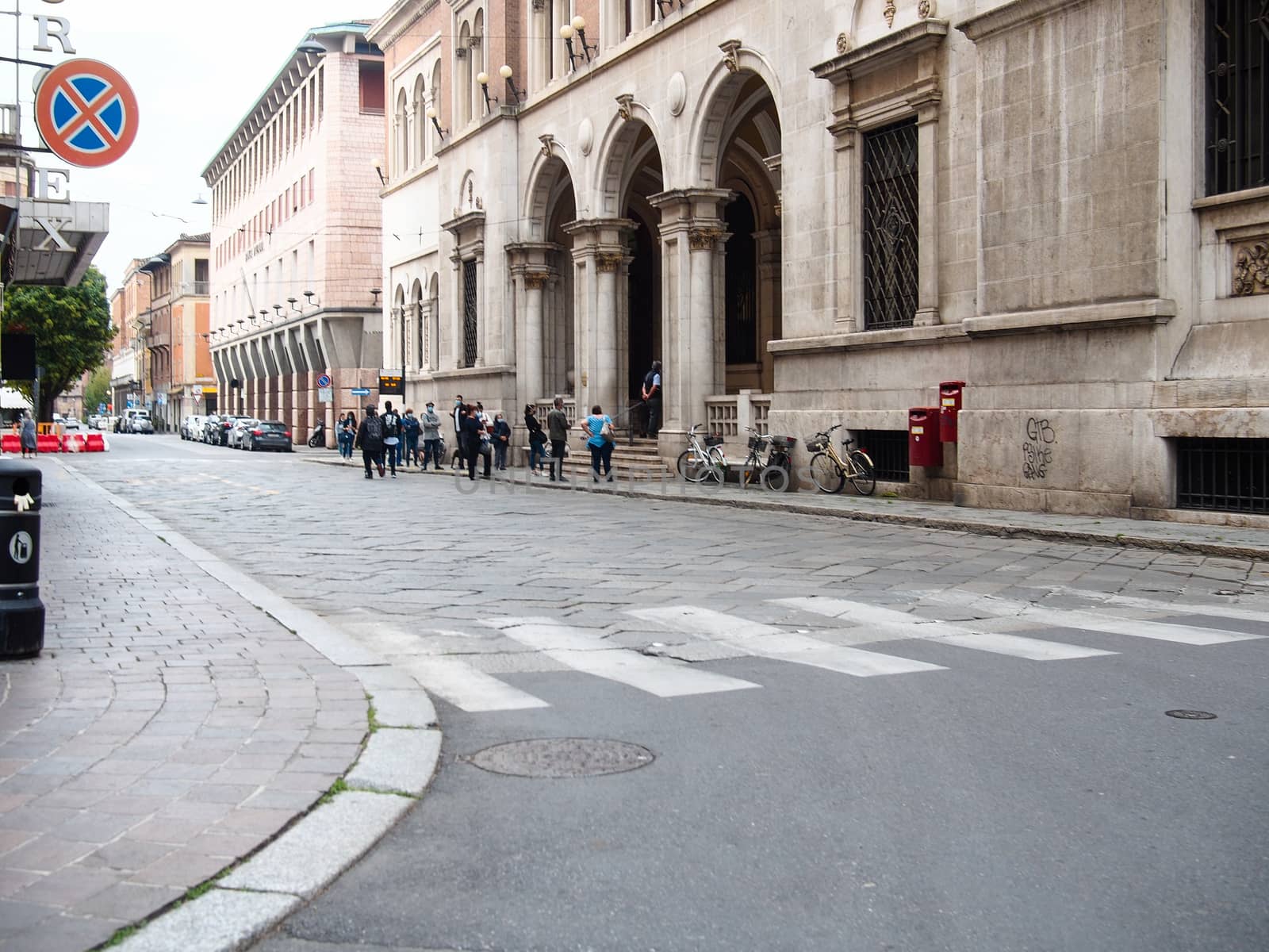 Cremona, Lombardy, Italy - May  5 6 7  2020 - social distancing in empty city  during coronavirus outbreak lockdown phase 2 and economic crisis