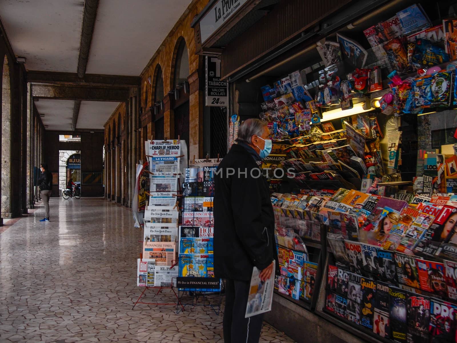 Cremona, Lombardy, Italy - May  5 6 7  2020 - social distancing in empty city  during coronavirus outbreak lockdown phase 2 and economic crisis