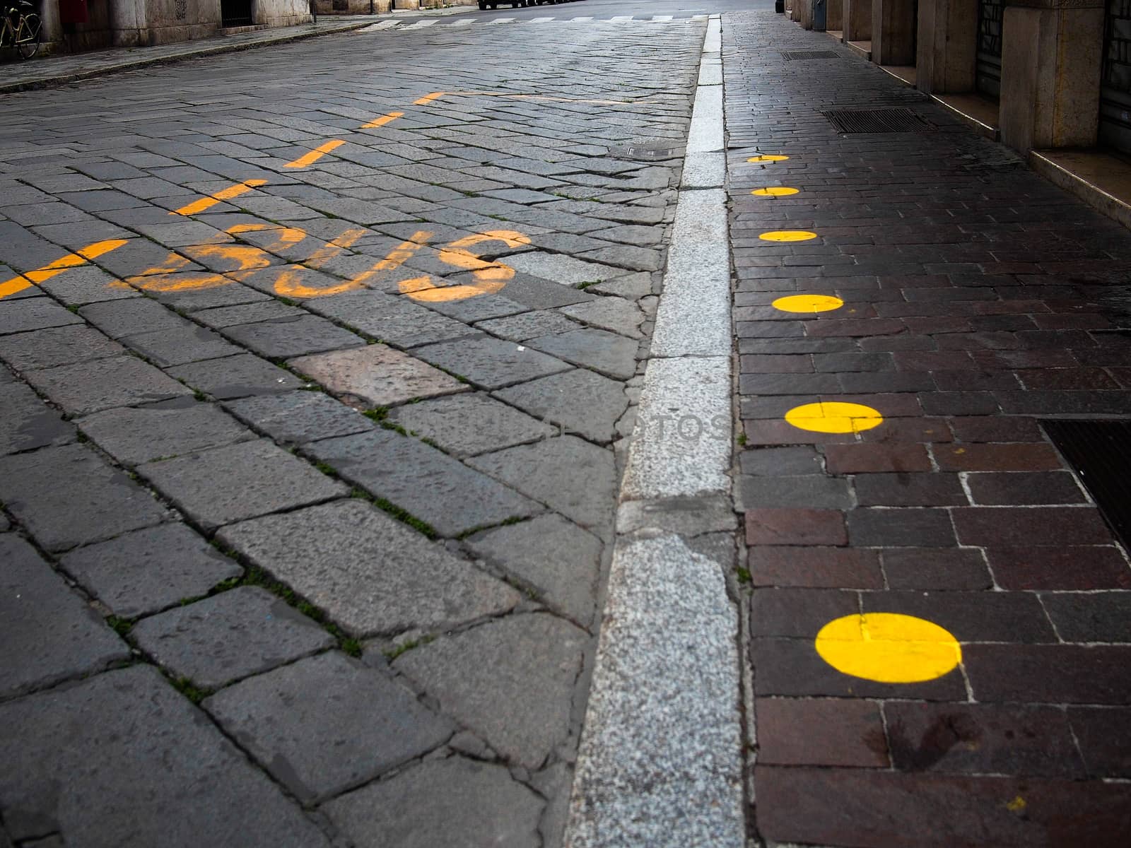 Cremona, Lombardy, Italy - May  5 6 7  2020 - social distancing in empty city  during coronavirus outbreak lockdown phase 2 and economic crisis