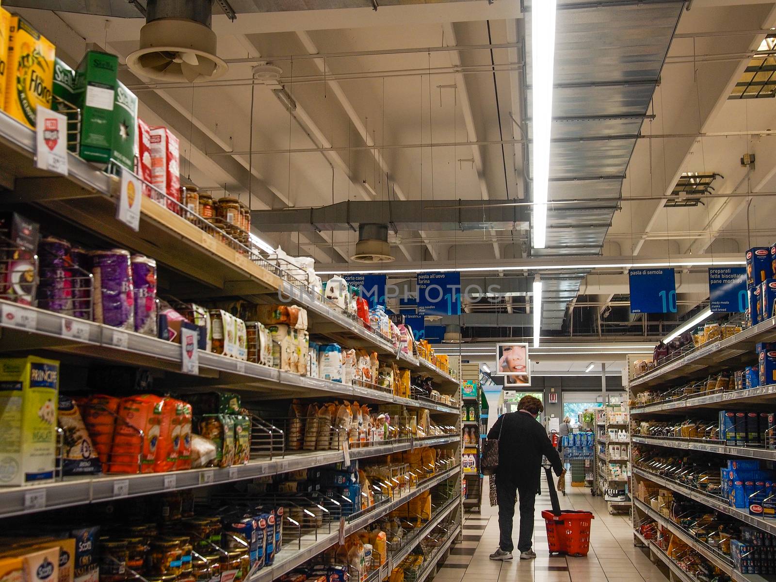 Cremona, Lombardy, Italy - May  5 6 7  2020 -people at the supermarket for grocery shopping during outbreak phase 2 and economic crisis